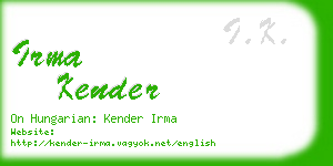 irma kender business card